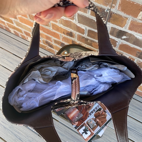 NWT Brahmin Carla Tea Rose Evita Snakeskin Python - Picture 6 of 9